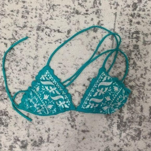 Victoria's Secret Ruffle Teal White‎ Bikini Top